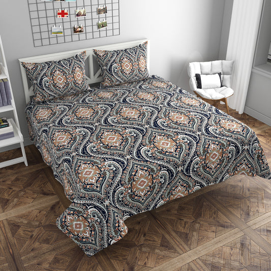 Sunshine Paisley Pattern Queen Size Double Bedsheet Set by Arka Décor