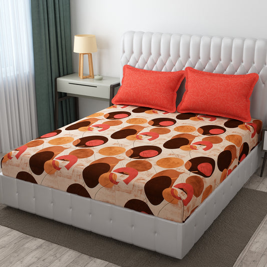 Mix and Match Orange and Brown King Size Bedsheet Set