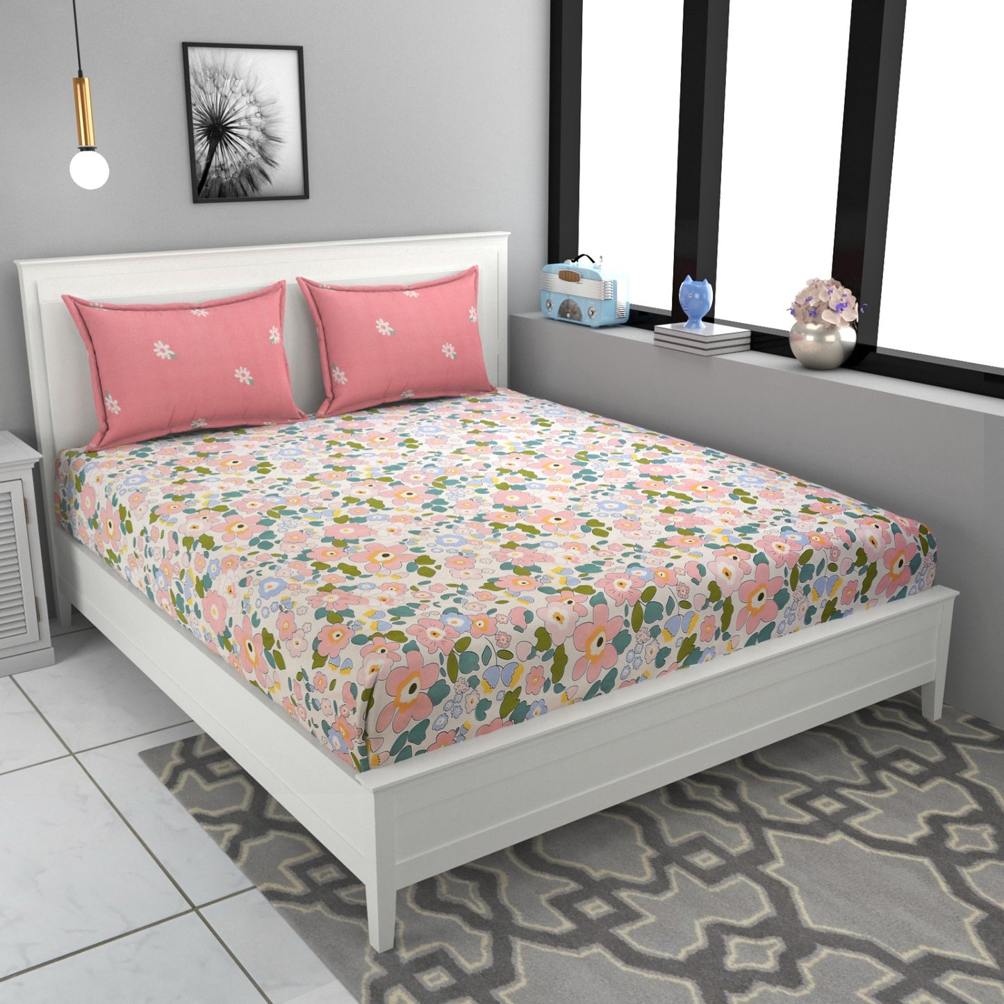 Mix and Match Light Floral King Size Bedsheet Set