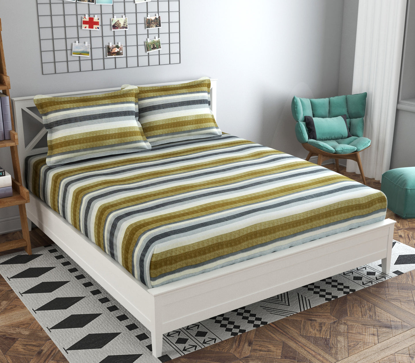 Stripe Havana King Size Bedsheet Set