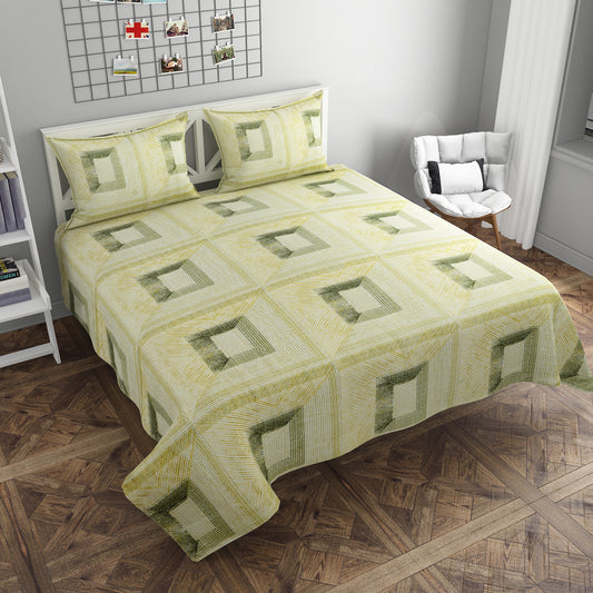 Yellow Geometrical Havana King Size Bedsheet Set