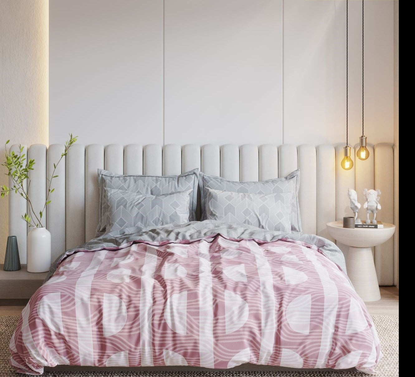 Pink Semi Circle Comforter Set By Arka Décor