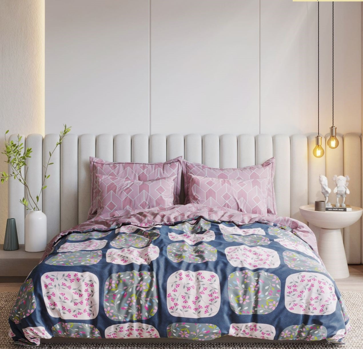 Blue Pink Designer Comforter Set by Arka Décor