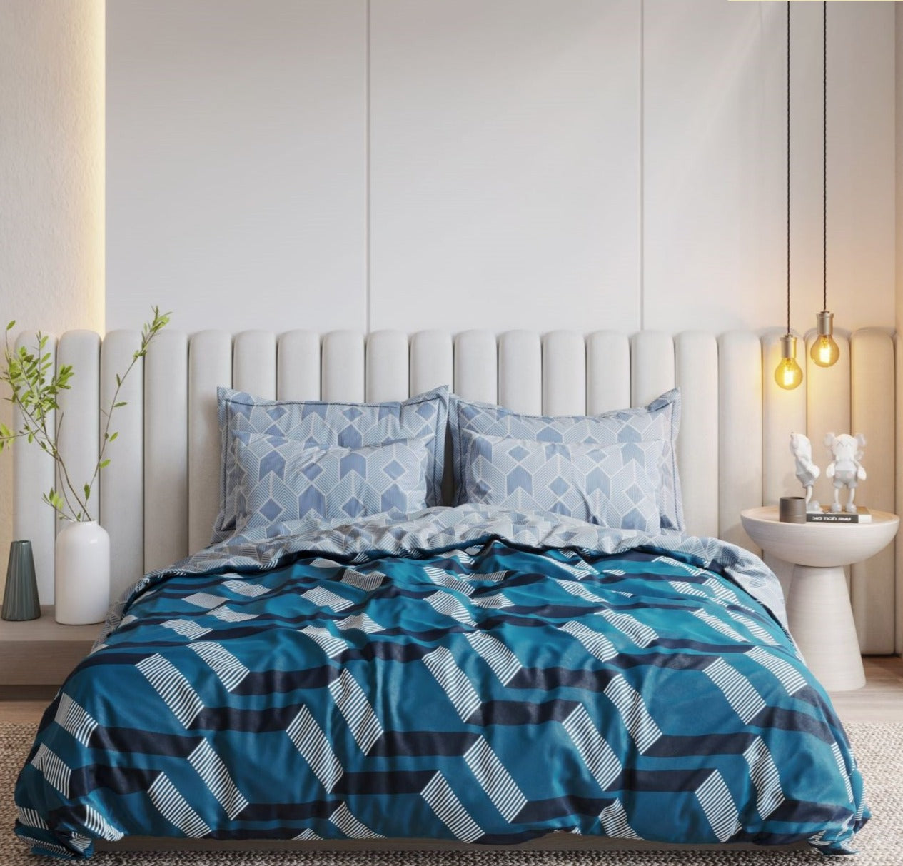 Dark Blue Diagonal Comforter by Arka Décor