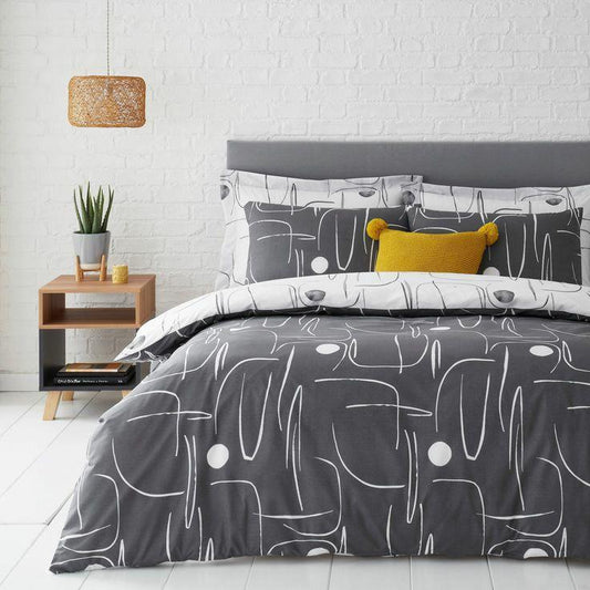 Printed Grey Elite King Size Double Bedsheet Set by Arka Décor