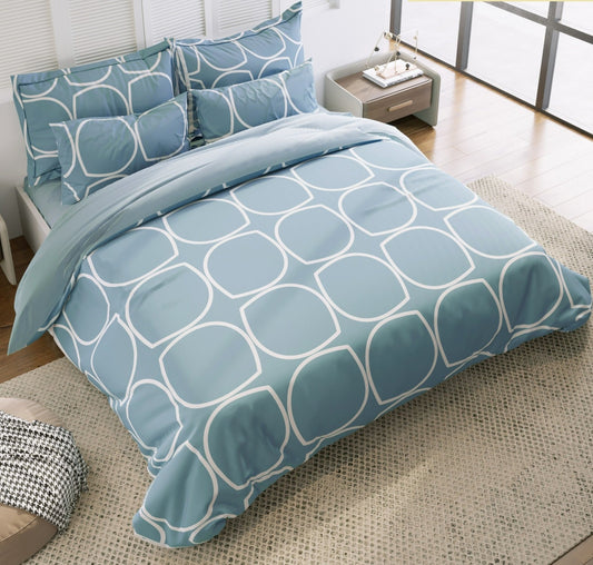 Sunshine Light Blue Minimalist Queen Size Double Bedsheet Set by Arka Décor