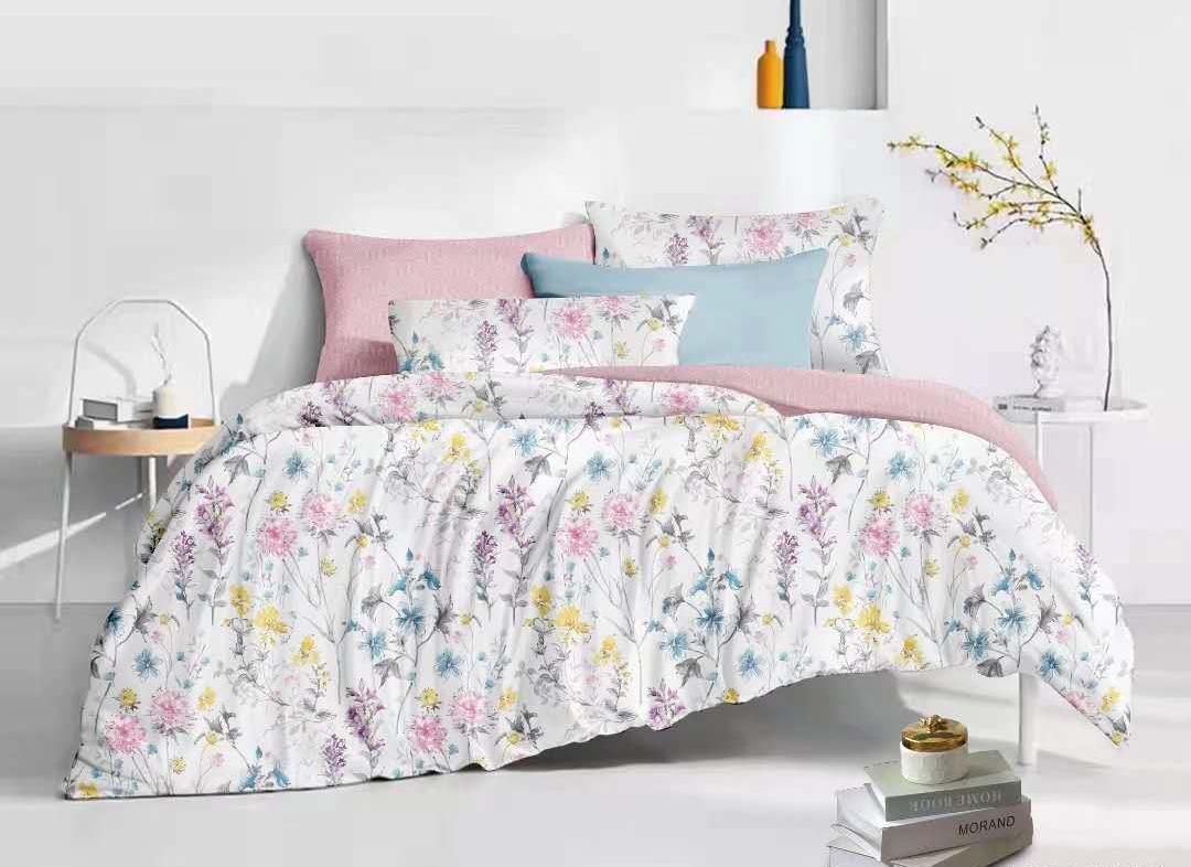 Marble Floral White Queen Size Fitted Double Bedsheet Set by Arka Décor