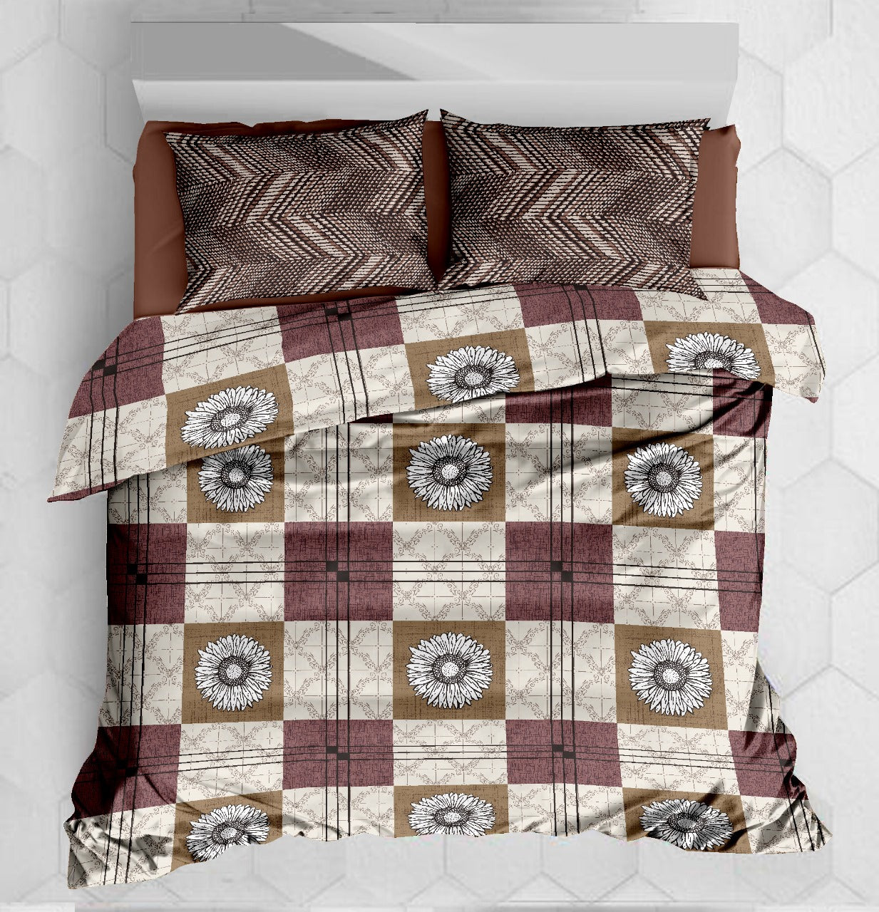 Geometrical Magic Mix Queen Size Pure Cotton Bedsheet Set